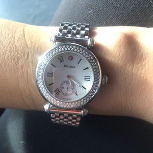 Michele watch silver with diamonds
